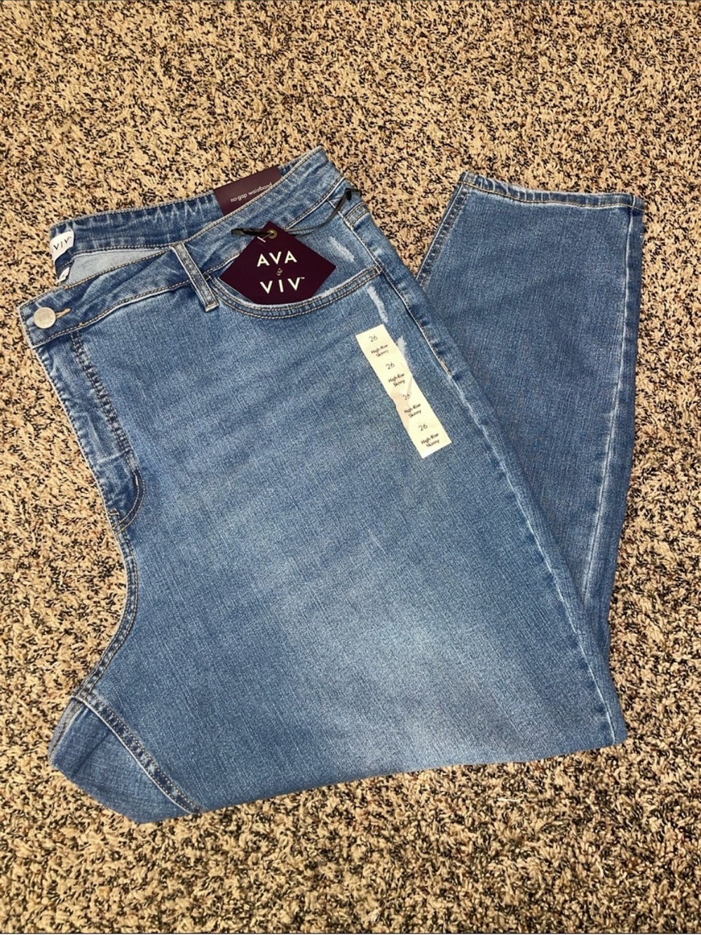 Ava & Viv High Rise Skinny Stretch Blue Denim Jeans Plus Size 24 NWT